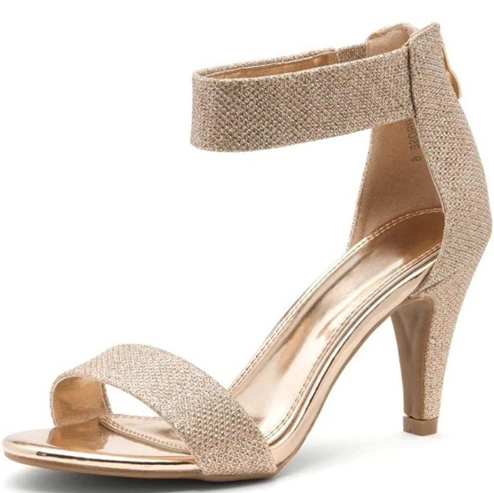 Women's Open Toe High Heels Wedding Party Elegant-Rose Gold Size 11